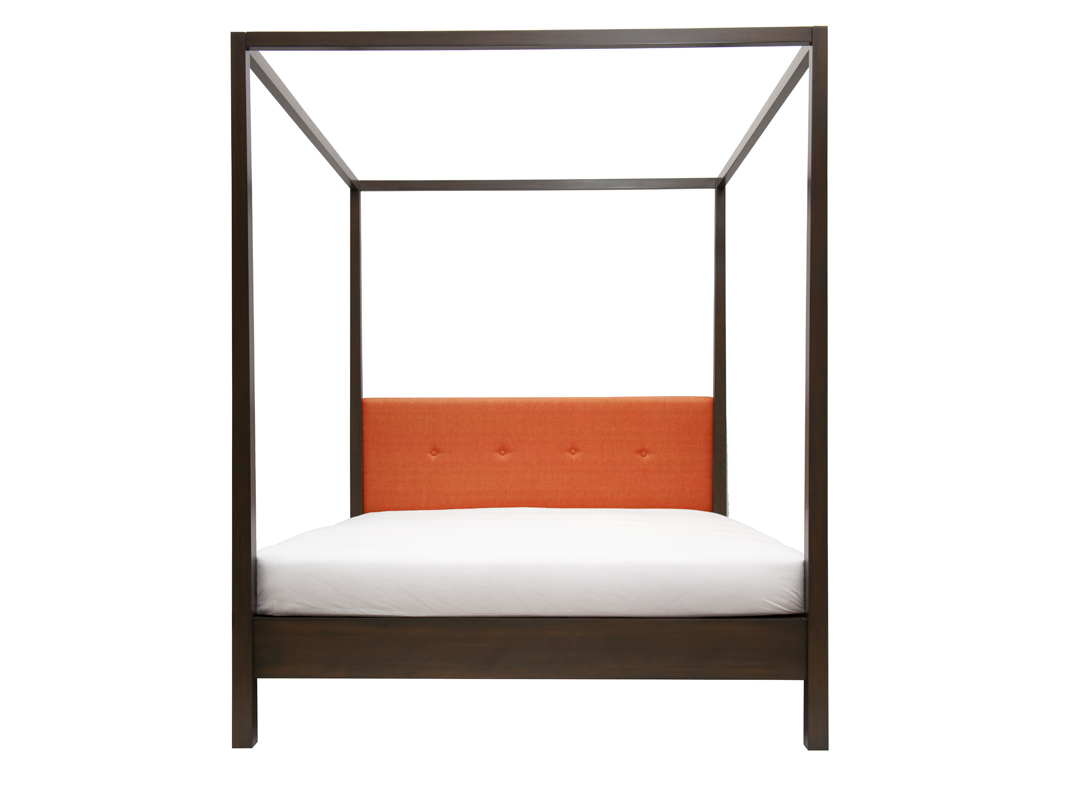 Mandarin King Bed, Cotton Linen Rust, Graphite